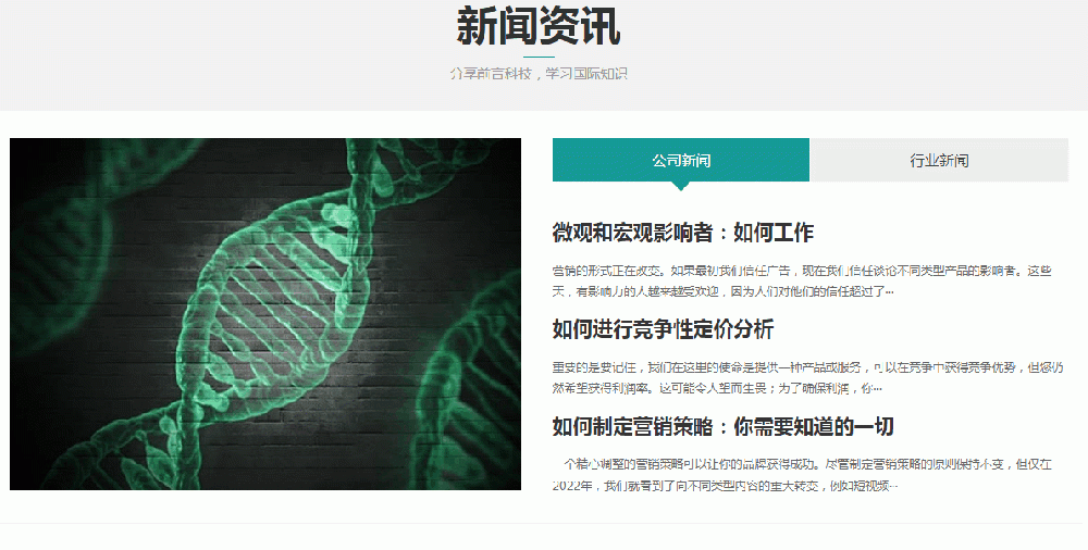 网站首页公司新闻和行业新闻切换效果